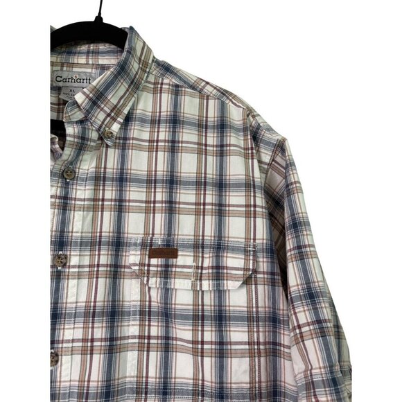 Carhartt Men's 100% Cotton Casual Button Down Short Sleeve Plaid Shirt Size XL - Picture 4 of 12